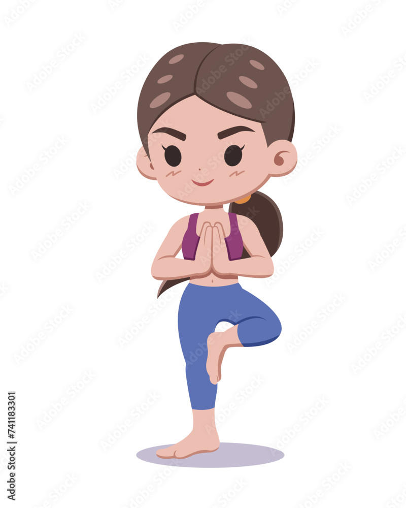 Cute style Yoga girl cartoon illustration Cute style Yoga girl cartoon illustration