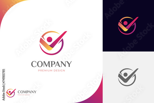 business success People Check Logo design, human good service icon symbol, analysis health check logo element. coach logo symbol
