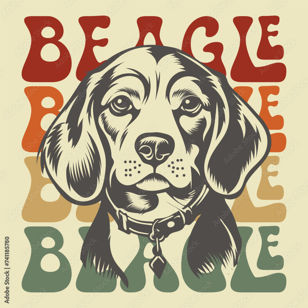 Beagle Dog Retro vintage tshirt design vector