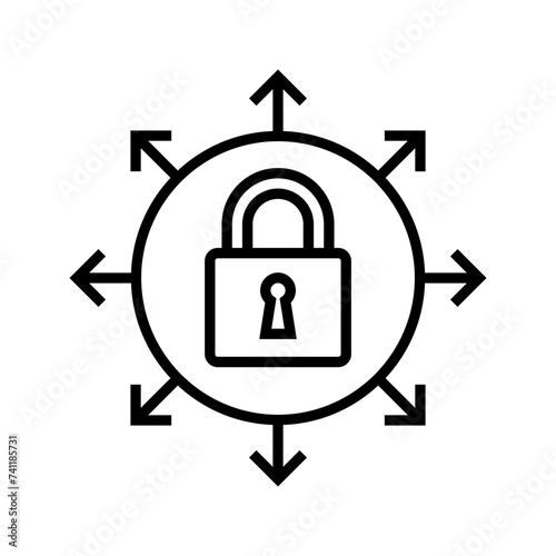 Padlock with expanding arrow icon vector