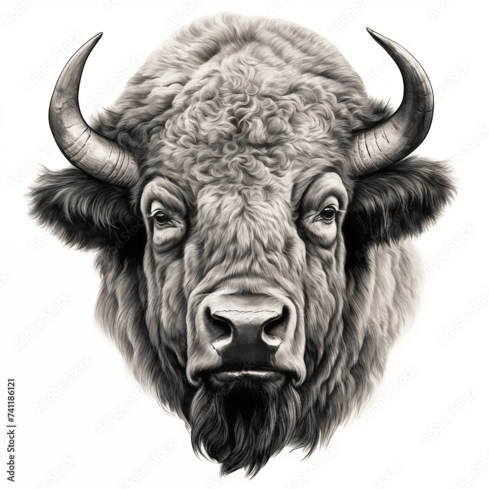 Naklejka premium White and black sketch animal - beef