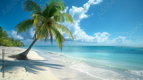 Palm tree on the tropical beach  generative ai
