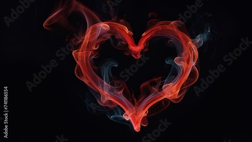 heart shaped smoke  power of heart  fire of love concept  valentine day background.