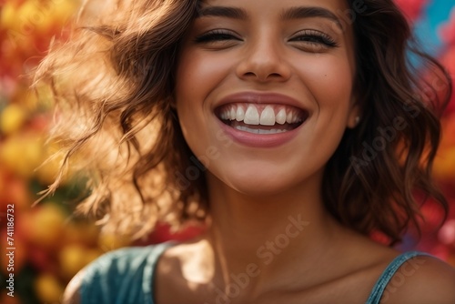A smiling face of vibrant young woman.