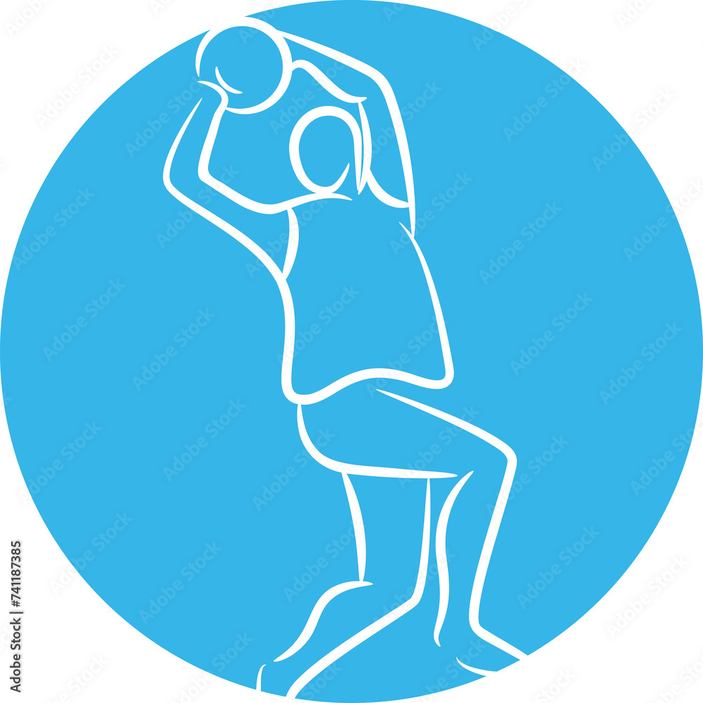 Fototapeta premium Basketball Player in Circle Button