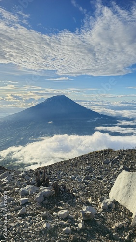 Sumbing Mountain From Sindoro Mountain View