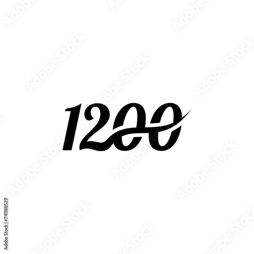 Number 1200 logo black color 