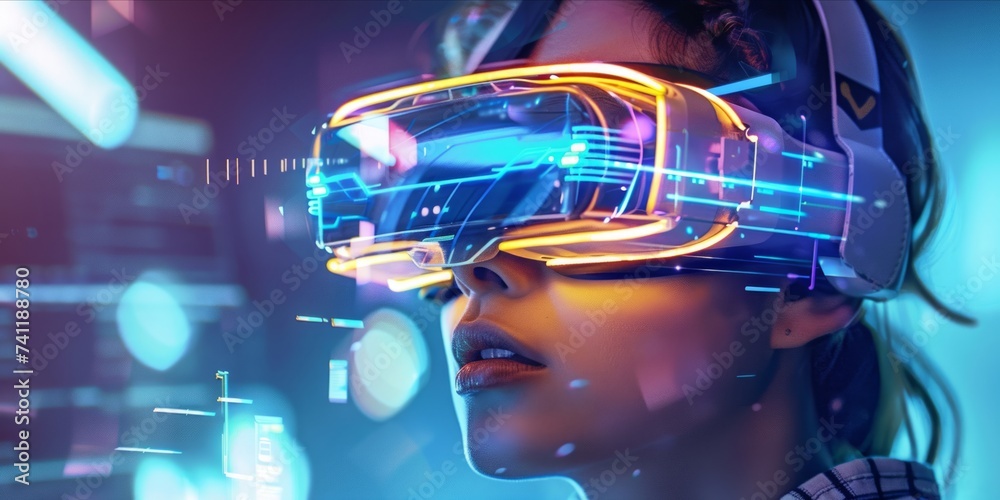 Innovative technology concepts featuring Virtual reality glasses and Augmented reality glasses Innovative technology concepts featuring Virtual reality glasses and Augmented reality glasses