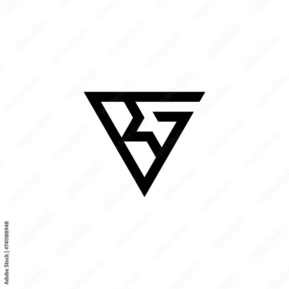 Letter bg line triangle shape logo black color Letter bg line triangle shape logo black color