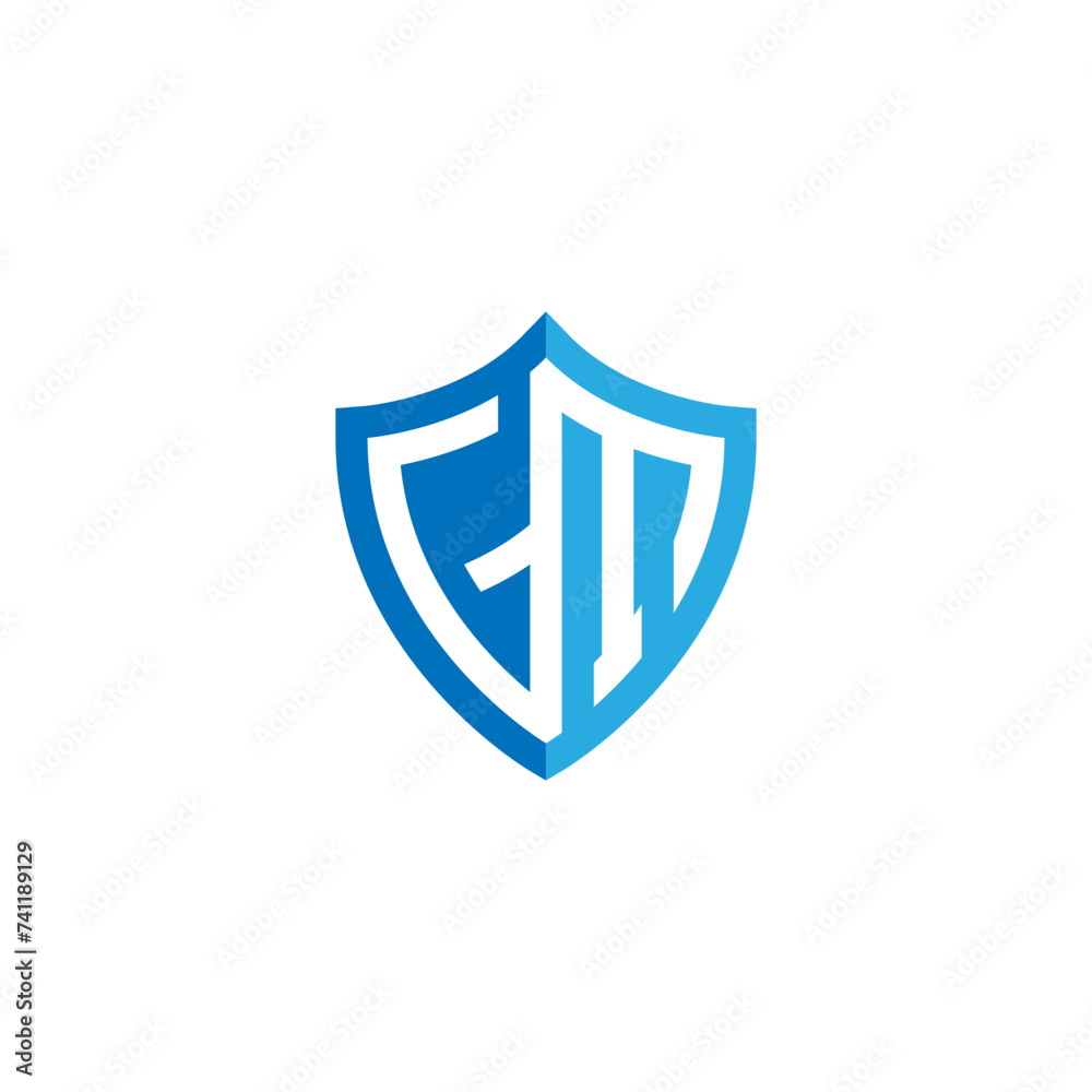 Letter GM negative space on Shield shape blue color Letter GM negative space on Shield shape blue color