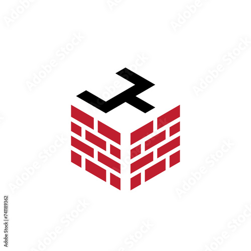 initial letter y hexagon red brick logo vector