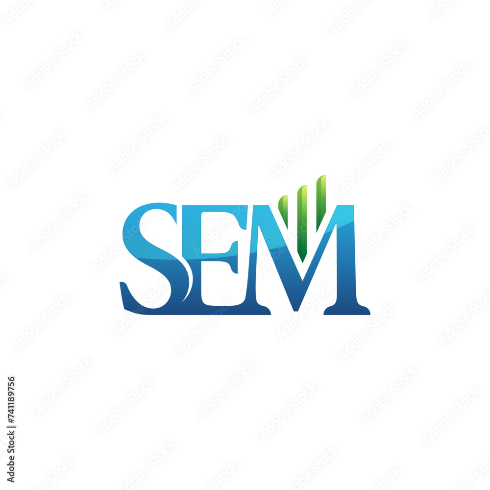 Initial letter SEM logo finance blue green color Initial letter SEM logo finance blue green color