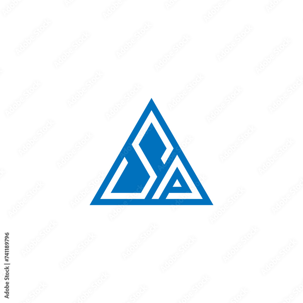Letter initial SP triangle logo blue color Letter initial SP triangle logo blue color