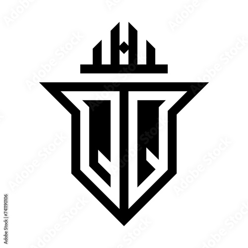 initial two letter qq shield unique logo