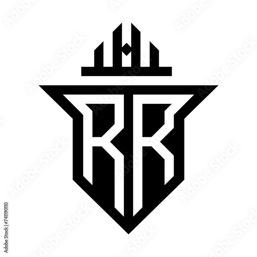 initial two letter rr shield unique logo photo