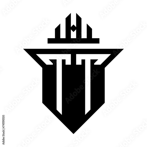 initial two letter tt shield unique logo
