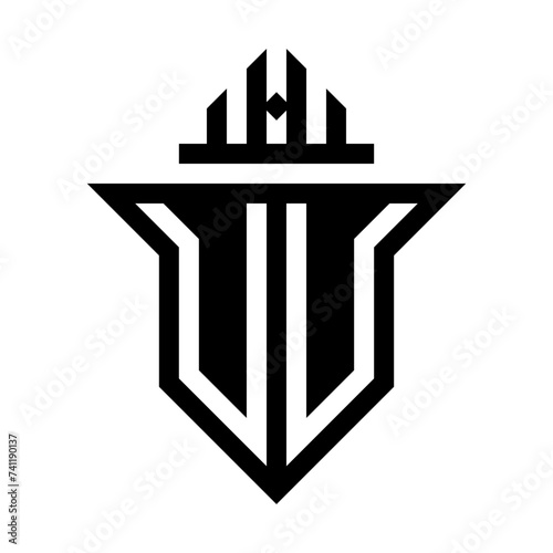 initial two letter uu shield unique logo