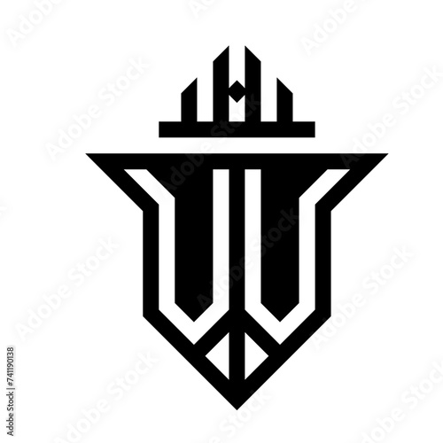 initial two letter vv shield unique logo