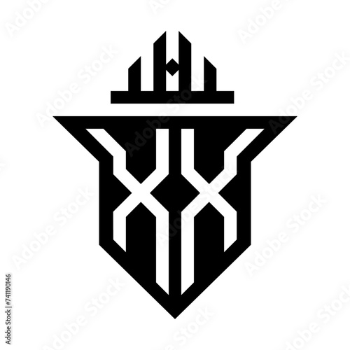 initial two letter xx shield unique logo