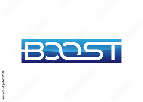 Letter boost negative space on rectangle white blue color