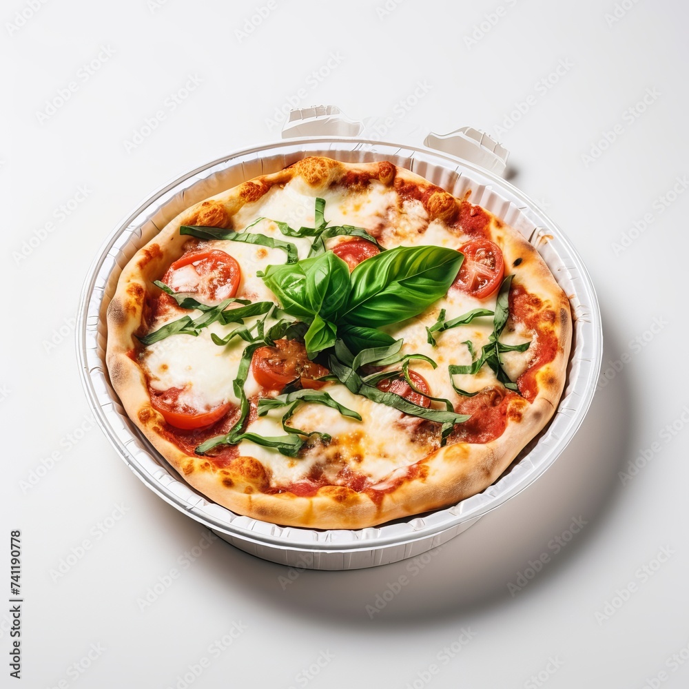 A Margherita pizza in a takeaway box isolated on white, Top view of a whole Margherita pizza in a box, Margherita pizza in a take-out box, Italian Margherita pizza in a take-out box, easy to cut out
A Margherita pizza in a takeaway box isolated on white, Top view of a whole Margherita pizza in a box, Margherita pizza in a take-out box, Italian Margherita pizza in a take-out box, easy to cut out