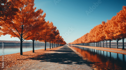 autumn in the park HD 8K wallpaper Stock Photographic Image