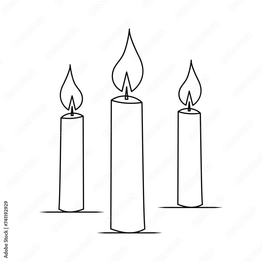 Candel single continuous one line out line vector art drawing and tattoo design Candel single continuous one line out line vector art drawing and tattoo design