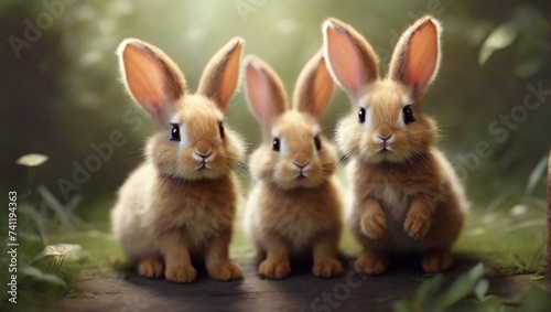 three bunny friends, generative Ai
