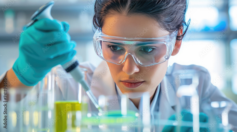 Closeup of a female scientist working in the lab Closeup of a female scientist working in the lab