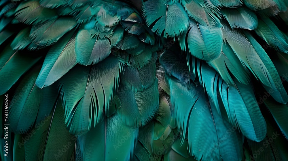 Obraz premium Close Up Of Green Purple And Blue Plumage (Generative AI)