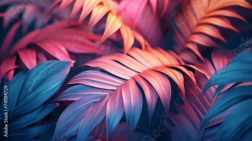 фотография Immerse yourself in the mesmerizing 3D waves crafted from a palm leaf, captured in an extreme macro shot from above