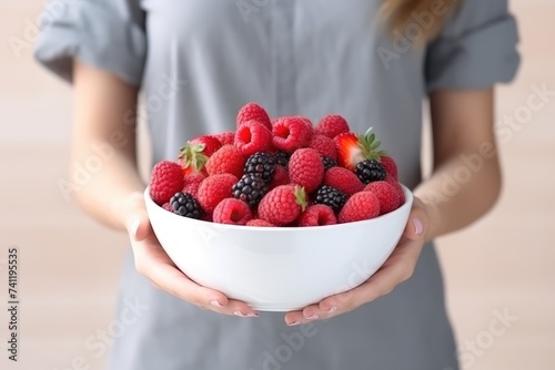 Girl is holding a bowl with...
