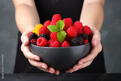 Girl is holding a bowl with...