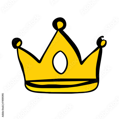 Doodle crown icon hand drawn illustration.
