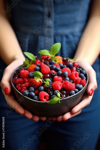 Girl is holding a bowl with...