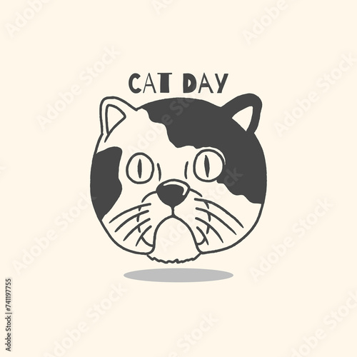 hand drawn black Cat facial expression