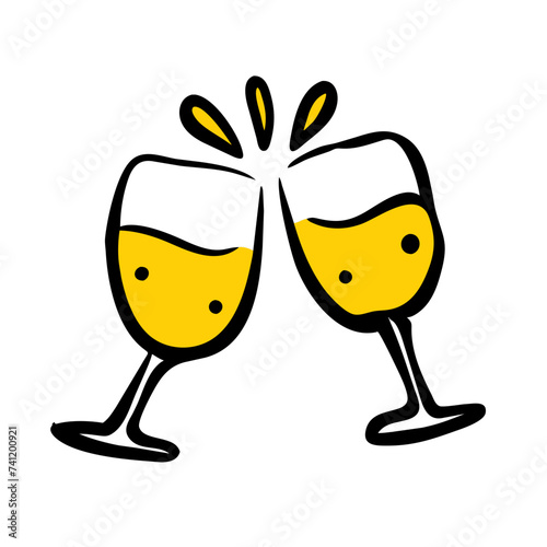 Doodle Cheers icon isolated. Cheers Glasses, Glasses
