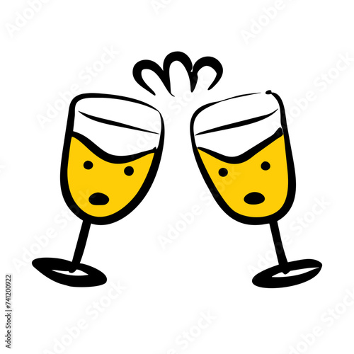 Doodle Cheers icon isolated. Cheers Glasses, Glasses
