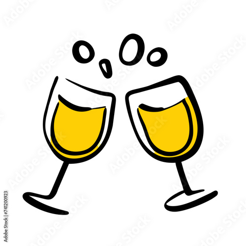 Doodle Cheers icon isolated. Cheers Glasses, Glasses
