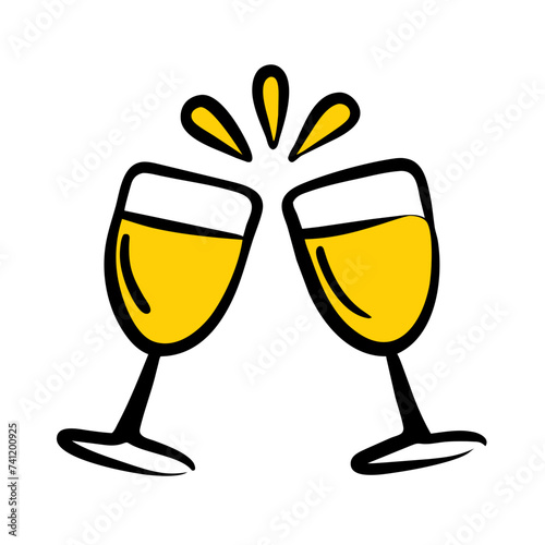 Doodle Cheers icon isolated. Cheers Glasses, Glasses
