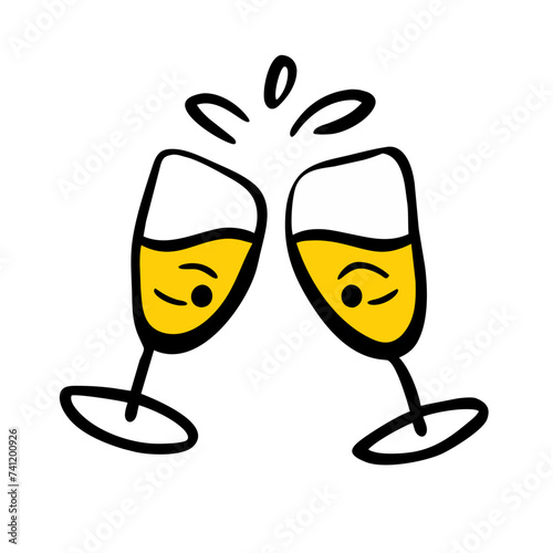 Doodle Cheers icon isolated. Cheers Glasses, Glasses
