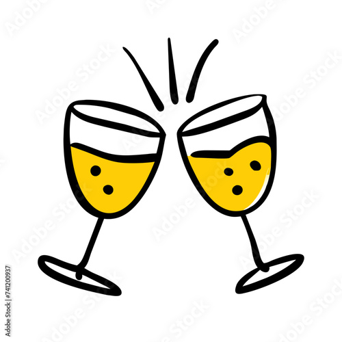 Doodle Cheers icon isolated. Cheers Glasses, Glasses

