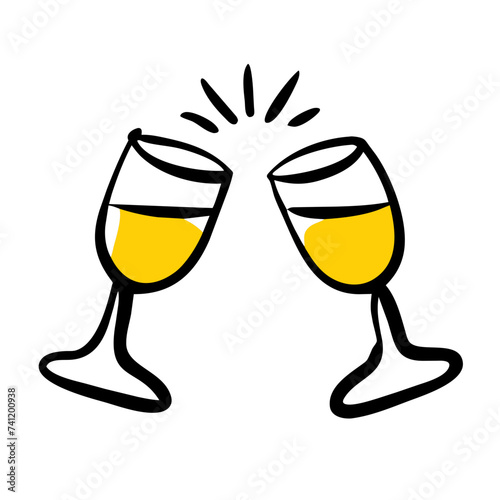 Doodle Cheers icon isolated. Cheers Glasses, Glasses
