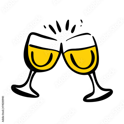 Doodle Cheers icon isolated. Cheers Glasses, Glasses
