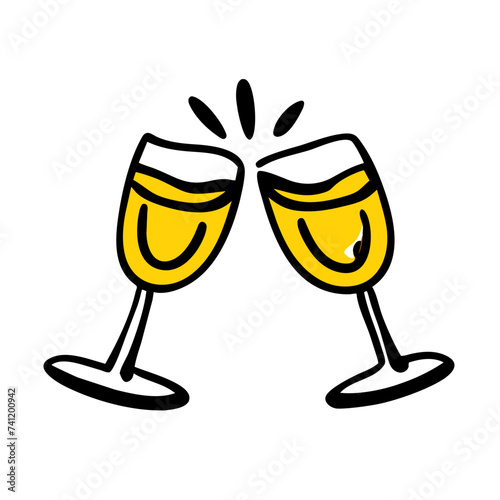 Doodle Cheers icon isolated. Cheers Glasses, Glasses
