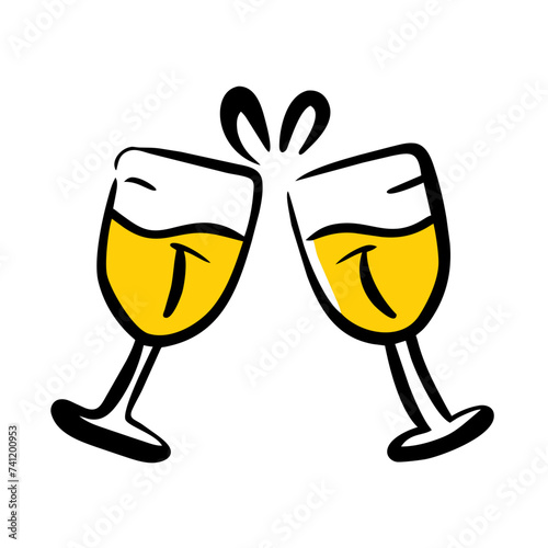 Doodle Cheers icon isolated. Cheers Glasses, Glasses
