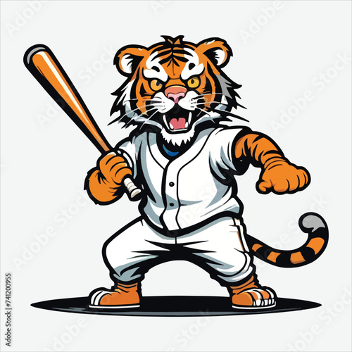 vector of tiger play baseball