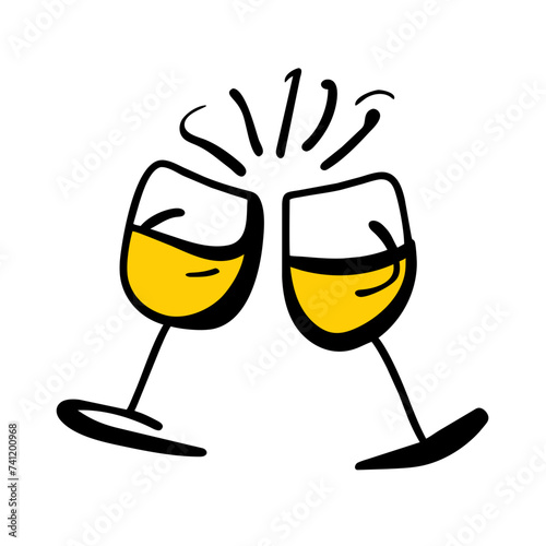 Doodle Cheers icon isolated. Cheers Glasses, Glasses
