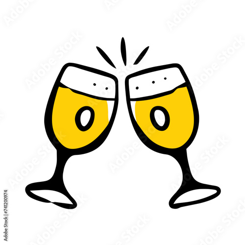 Doodle Cheers icon isolated. Cheers Glasses, Glasses
