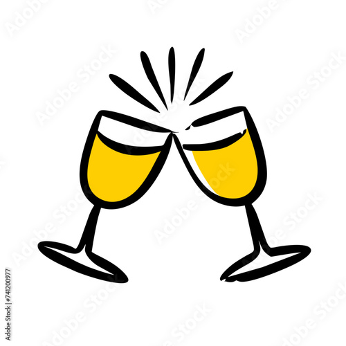 Doodle Cheers icon isolated. Cheers Glasses, Glasses
